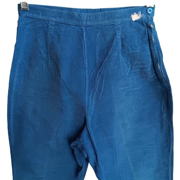 sz 10 Vintage Capris Corduroy High-Waisted Pants Side Zipper Rockabilly Marylin - Picture 3 of 6